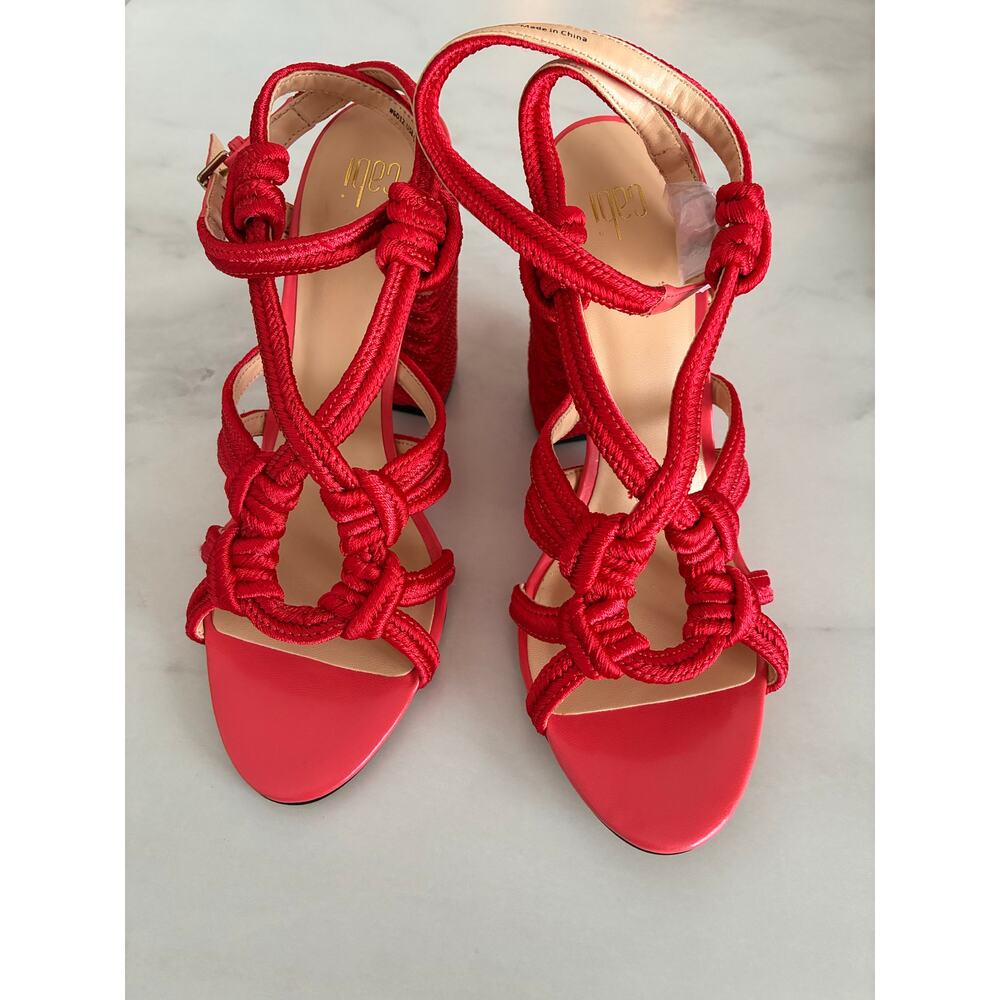 Cabi Hibiscus Red Rope Block Heel - Picture 4 of 5